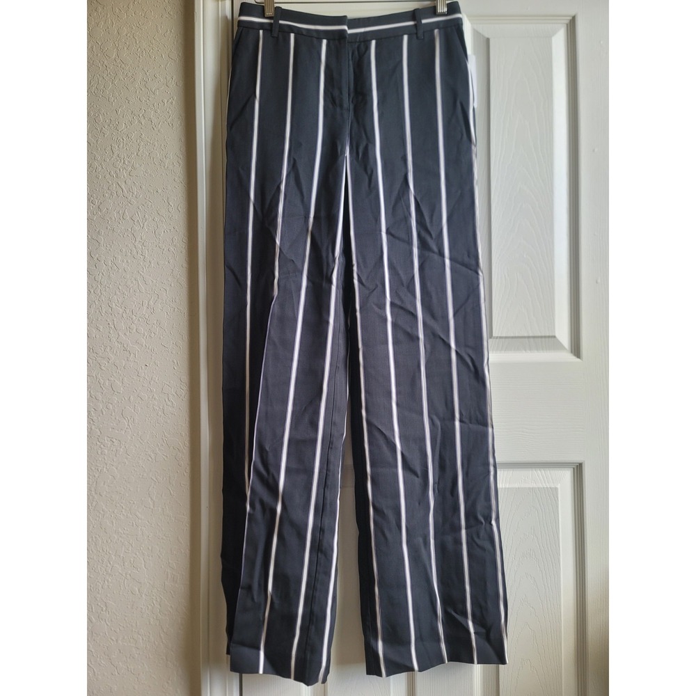 Equipment Femme Lita Trouser Pants Black White Striped Silk Women's 2